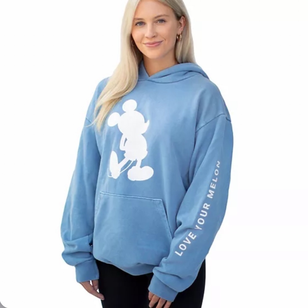 Disney x Love Your Melon Mickey Mouse Hoodie Blue Graphic Print Large L